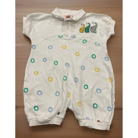 Other - Vintage Disney Baby Romper 12M Made in Israel Polo Bubble Romper‎ Multicolor